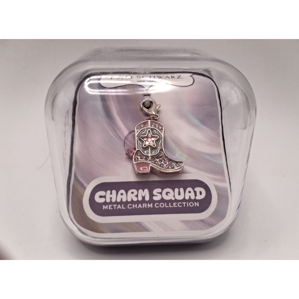 FAO Schwarz Charm Squad Metal Charm Women OS Pink NIB Cowboy Boot Rhinestone